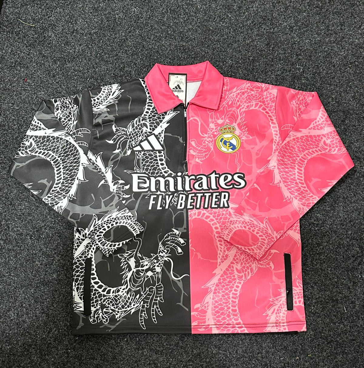 Real Madrid Dragon Style Football Zipper Pink & Black Ronaldo 7