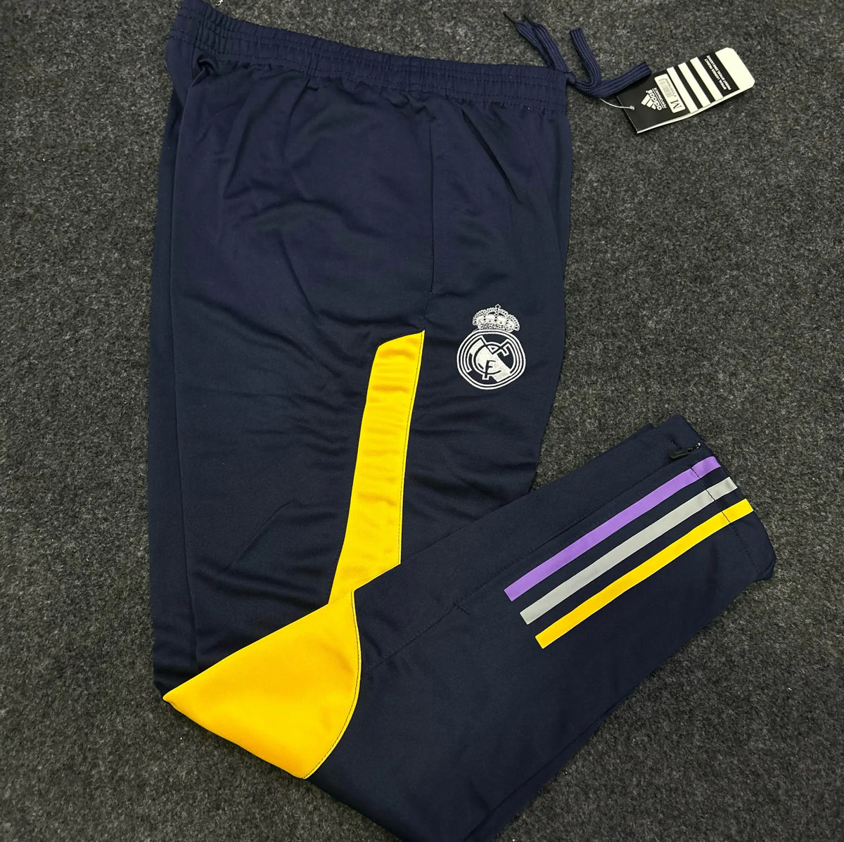 REAL MADRID MULTI COLOUR 3 STRIPES PREMIUM TRACKPANT OFFICIAL 23/24